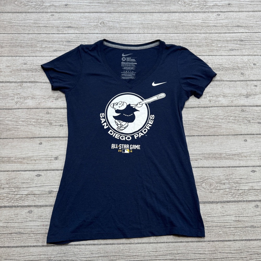 Nike San Diego Padres T-Shirt Womens Medium Navy 2016 MLB All-Star Game Slim Fit